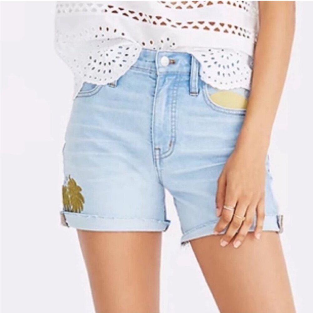 Madewell Sun Embroidered Edition Raw Edge High Rise Denim Shorts Taylor Swift 27 - Picture 2 of 16